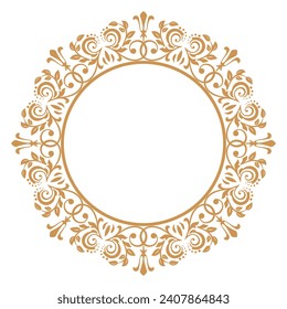 Decorative frame Elegant vector element for design in Eastern style, place for text. Floral golden and white border. Lace illustration for invitations and greeting cards.