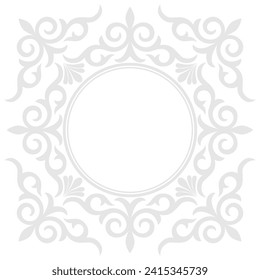 Decorative frame. Elegant vector element for design in Eastern style Floral gray border. Lace illustration