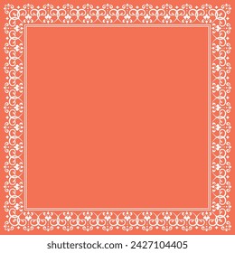 Decorative frame Elegant vector element for design in Eastern style, place for text. Floral pink and white border. Lace illustration for invitations and greeting cards