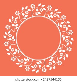 Decorative frame Elegant vector element for design in Eastern style, place for text. Floral pink and white border. Lace illustration for invitations and greeting cards
