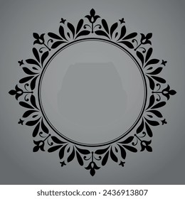 Decorative frame Elegant vector element for design in Eastern style, place for text. Floral black and gray border. Lace illustration for invitations and greeting cards