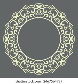 Decorative frame Elegant vector element for design in Eastern style, place for text. Floral gray and beige border. Lace illustration for invitations and greeting cards