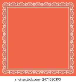 Decorative frame Elegant vector element for design in Eastern style, place for text. Floral pink and white border. Lace illustration for invitations and greeting cards