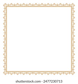 Decorative frame Elegant vector element for design in Eastern style, place for text. Floral golden and white border. Lace illustration for invitations and greeting cards