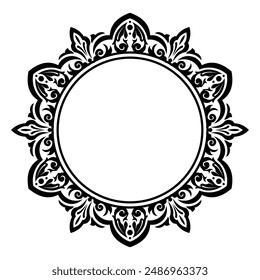 Decorative frame Elegant vector element for design in Eastern style, place for text. Floral black border. Lace illustration for invitations and greeting cards, laser cutting and engraving.