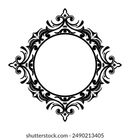 Decorative frame Elegant vector element for design in Eastern style, place for text. Floral black border. Lace illustration for invitations and greeting cards, laser cutting and engraving.