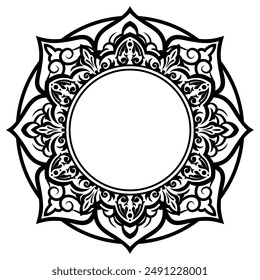 Decorative frame Elegant vector element for design in Eastern style, place for text. Floral black border. Lace illustration for invitations and greeting cards, laser cutting and engraving.