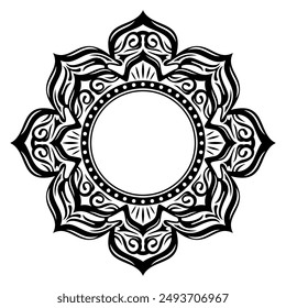 Decorative frame Elegant vector element for design in Eastern style, place for text. Floral black border. Lace illustration for invitations and greeting cards, laser cutting and engraving.
