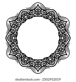 Decorative frame Elegant vector element for design in Eastern style, place for text. Floral black border. Lace illustration for invitations and greeting cards, laser cutting and engraving.