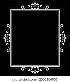 Decorative frame Elegant vector element for design in Eastern style, place for text. Floral black and white border. Lace illustration for invitations and greeting cards.