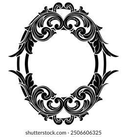 Decorative frame Elegant vector element for design in Eastern style, place for text. Floral black border. Lace illustration for invitations and greeting cards, laser cutting and engraving.