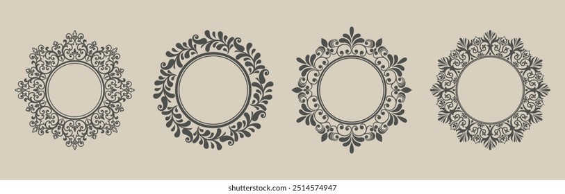 Decorative frame Elegant vector element for design in Eastern style, place for text. Lace illustration for invitations and greeting cards.
