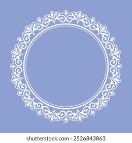 Decorative frame Elegant vector element for design in Eastern style, place for text. Floral blue and white border. Lace illustration for invitations and greeting cards