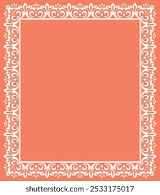Decorative frame Elegant vector element for design in Eastern style, place for text. Floral pink and white border. Lace illustration for invitations and greeting cards