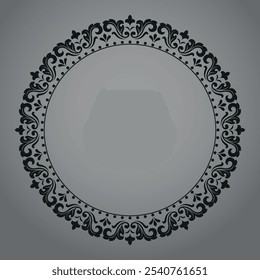 Decorative frame Elegant vector element for design in Eastern style, place for text. Floral black and gray border. Lace illustration for invitations and greeting cards
