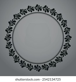 Decorative frame Elegant vector element for design in Eastern style, place for text. Floral black and gray border. Lace illustration for invitations and greeting cards
