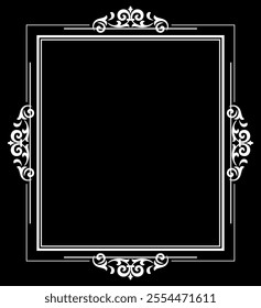 Decorative frame Elegant vector element for design in Eastern style, place for text. Floral black and white border. Lace illustration for invitations and greeting cards.