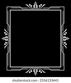 Decorative frame Elegant vector element for design in Eastern style, place for text. Floral black and white border. Lace illustration for invitations and greeting cards..