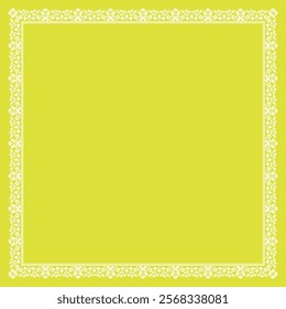 Decorative frame Elegant vector element for design in Eastern style, place for text. Floral yellow and white border. Lace illustration for invitations and greeting cards