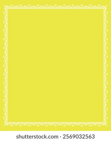 Decorative frame Elegant vector element for design in Eastern style, place for text. Floral yellow and white border. Lace illustration for invitations and greeting cards.