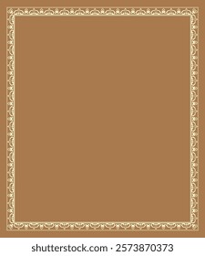 Decorative frame Elegant vector element for design in Eastern style, place for text. Floral brown and white border. Lace illustration for invitations and greeting cards