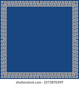 Decorative frame Elegant vector element for design in Eastern style, place for text. Geometric dark blue and golden border. Lace illustration for invitations and greeting cards