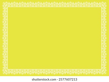 Decorative frame Elegant vector element for design in Eastern style, place for text. Floral yellow and white border. Lace illustration for invitations and greeting cards