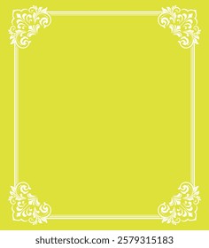 Decorative frame Elegant vector element for design in Eastern style, place for text. Floral yellow and white border. Lace illustration for invitations and greeting cards