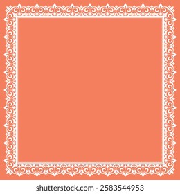 Decorative frame Elegant vector element for design in Eastern style, place for text. Floral pink and white border. Lace illustration for invitations and greeting cards
