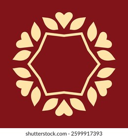 Decorative frame Elegant vector element for design in Eastern style, place for text. Floral golden and red border. Lace illustration for invitations and greeting cards
