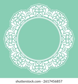 Decorative frame Elegant vector element for design in Eastern style, place for text. Floral green and white border. Lace illustration for invitations and greeting cards