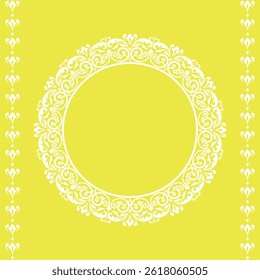 Decorative frame Elegant vector element for design in Eastern style, place for text. Floral yellow and white border. Lace illustration for invitations and greeting cards