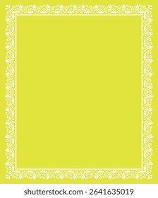 Decorative frame Elegant vector element for design in Eastern style, place for text. Floral yellow and white border. Lace illustration for invitations and greeting cards