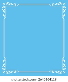 Decorative frame Elegant vector element for design in Eastern style, place for text. Floral blue and white border. Lace illustration for invitations and greeting cards