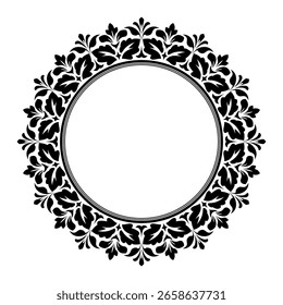 Decorative frame Elegant vector element for design in Eastern style, place for text. Floral black and white border. Lace illustration for invitations and greeting cards.