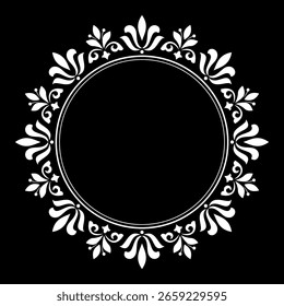 Decorative frame Elegant vector element for design in Eastern style, place for text. Floral black and white border. Lace illustration for invitations and greeting cards.