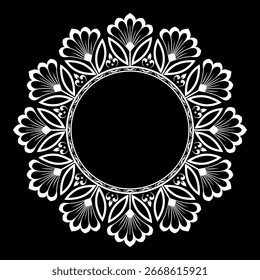Decorative frame Elegant vector element for design in Eastern style, place for text. Floral black and white border. Lace illustration for invitations and greeting cards.