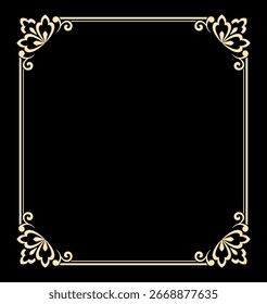 Quadro decorativo Elemento vetor elegante para design em estilo oriental, lugar para texto. Borda preta e dourada floral. Ilustração de renda para convites e cartões de saudação