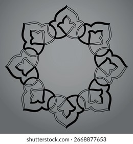 Decorative frame Elegant vector element for design in Eastern style, place for text. Floral black and gray border. Lace illustration for invitations and greeting cards