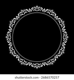 Decorative frame Elegant vector element for design in Eastern style, place for text. Floral black and white border. Lace illustration for invitations and greeting cards.