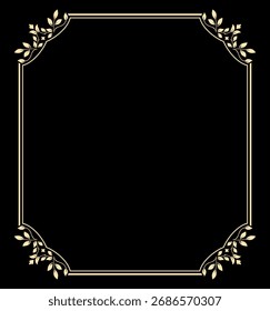 Decorative frame Elegant vector element for design in Eastern style, place for text. Floral black and golden border. Lace illustration for invitations and greeting cards