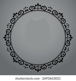 Decorative frame Elegant vector element for design in Eastern style, place for text. Floral black and gray border. Lace illustration for invitations and greeting cards