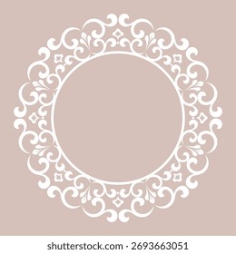 Decorative frame Elegant vector element for design in Eastern style, place for text. Floral pink and white border. Lace illustration for invitations and greeting cards