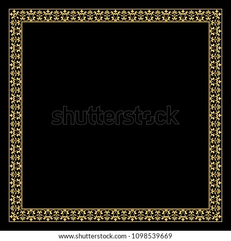 Decorative frame. Elegant vector element for design in Eastern style, place for text. Floral golden border. Lace illustration for invitations and greeting cards.