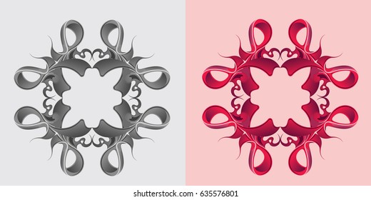 Decorative frame element with bow, vintage style. Card design. Vector illustration