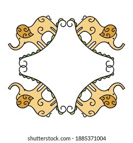 Decorative frame of elephants. Vector illustration