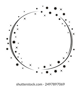 A decorative frame featuring a circle of shiny stars, adding elegance and charm for various celebrations and special moments.