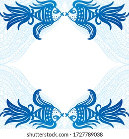 Decorative frame of fishes. Vector illustration