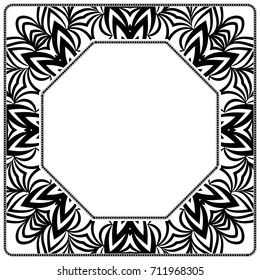 decorative frame with floral border. vector illustration.