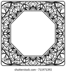 decorative frame with floral border. vector illustration.